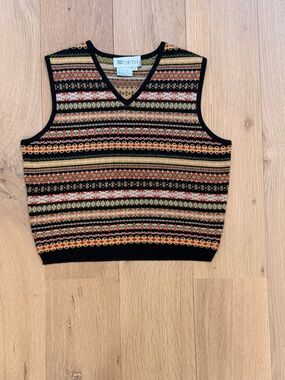 Vintage Worth Silk Cashmere Sweater Vest Fair Isle Women’s Medium